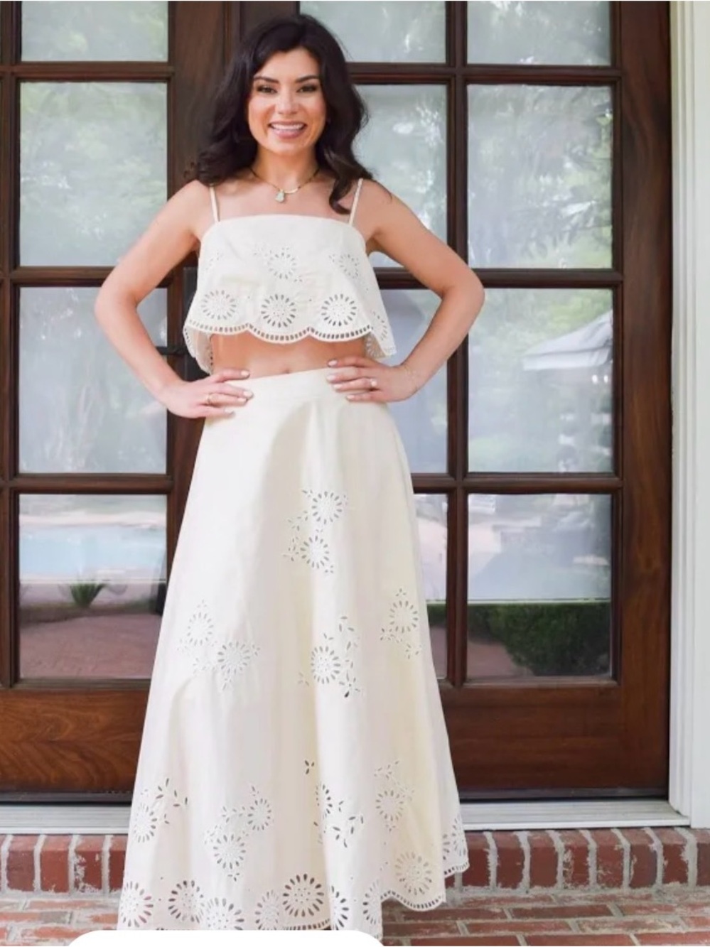 Cream Eyelet Maxi Skirt - Women's Summer Skirt and top SET - together